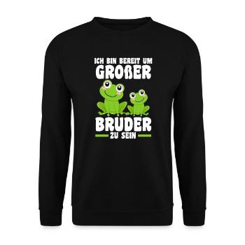 Bruder Geschwister Frosch Grosser Bruder Geschenk - Unisex Pullover - Schwarz - Vorne - Alina (178cm) & Michal (187cm)