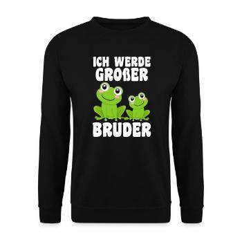 Bruder Geschwister Frosch Grosser Bruder Geschenk - Unisex Pullover - Schwarz - Vorne - Alina (178cm) & Michal (187cm)