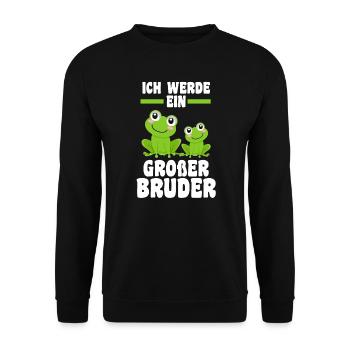 Bruder Geschwister Frosch Grosser Bruder Geschenk - Unisex Pullover - Schwarz - Vorne - Alina (178cm) & Michal (187cm)
