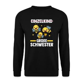 Schwester Bienen Große Schwester Geschwister Gesch - Unisex Pullover - Schwarz - Vorne - Alina (178cm) & Michal (187cm)