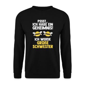 Schwester Bienen grosse Schwester Geschwister Gesc - Unisex Pullover - Schwarz - Vorne - Alina (178cm) & Michal (187cm)