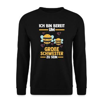 Schwester Bienen grosse Schwester Geschwister Gesc - Unisex Pullover - Schwarz - Vorne - Alina (178cm) & Michal (187cm)