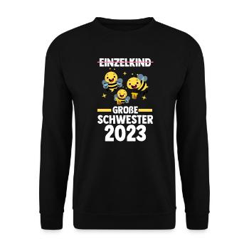 Schwester Bienen grosse Schwester Geschwister Gesc - Unisex Pullover - Schwarz - Vorne - Alina (178cm) & Michal (187cm)