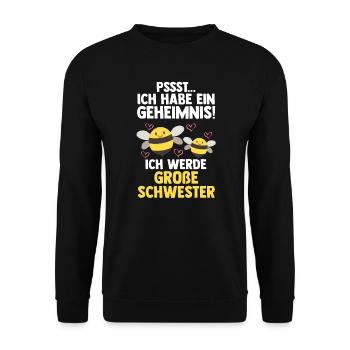 Schwester Bienen grosse Schwester Geschwister Gesc - Unisex Pullover - Schwarz - Vorne - Alina (178cm) & Michal (187cm)