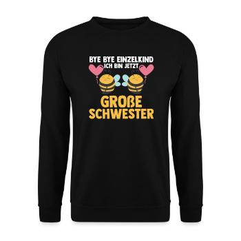Schwester Bienen grosse Schwester Geschwister Gesc - Unisex Pullover - Schwarz - Vorne - Alina (178cm) & Michal (187cm)