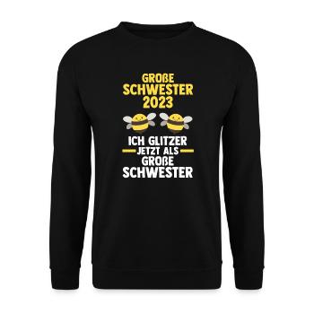 Schwester Bienen grosse Schwester Geschwister Gesc - Unisex Pullover - Schwarz - Vorne - Alina (178cm) & Michal (187cm)