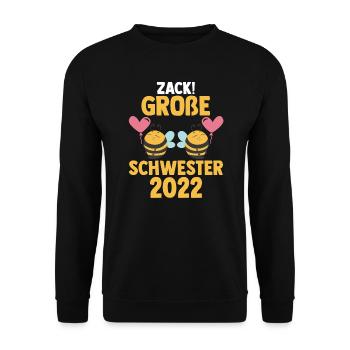 Schwester Bienen grosse Schwester Geschwister Gesc - Unisex Pullover - Schwarz - Vorne - Alina (178cm) & Michal (187cm)