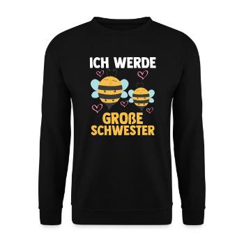 Schwester Bienen grosse Schwester Geschwister Gesc - Unisex Pullover - Schwarz - Vorne - Alina (178cm) & Michal (187cm)