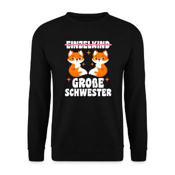 Schwestern Fuchs grosse Schwester Fuchs Geschenk - Unisex Pullover - Schwarz - Vorne - Alina (178cm) & Michal (187cm)