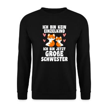 Schwestern Fuchs grosse Schwester Fuchs Geschenk - Unisex Pullover - Schwarz - Vorne - Alina (178cm) & Michal (187cm)