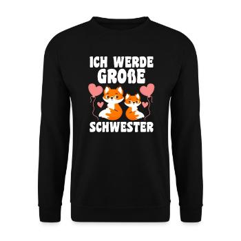 Schwestern Fuchs grosse Schwester Fuchs Geschenk - Unisex Pullover - Schwarz - Vorne - Alina (178cm) & Michal (187cm)