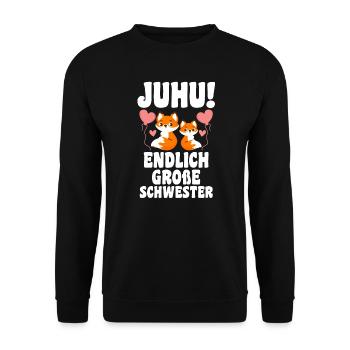 Schwestern Fuchs grosse Schwester Fuchs Geschenk - Unisex Pullover - Schwarz - Vorne - Alina (178cm) & Michal (187cm)