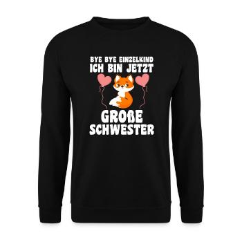 Schwestern Fuchs grosse Schwester Fuchs Geschenk - Unisex Pullover - Schwarz - Vorne - Alina (178cm) & Michal (187cm)