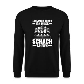 Schachspieler Schach Schach spielen Geschenk - Unisex Pullover - Schwarz - Vorne - Alina (178cm) & Michal (187cm)