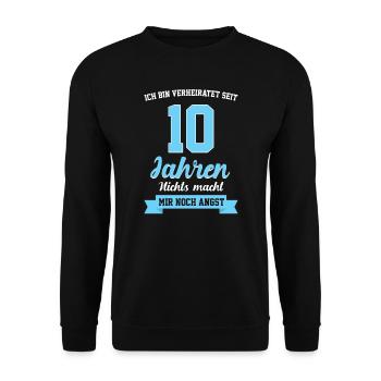 Hochzeit 10 Jahre verheiraten Braut Geschenk - Unisex Pullover - Schwarz - Vorne - Alina (178cm) & Michal (187cm)