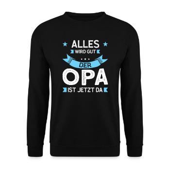 Opas Opa Opas Geschenk - Unisex Pullover - Schwarz - Vorne - Alina (178cm) & Michal (187cm)