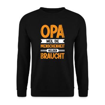 Opas Opa Opas Geschenk - Unisex Pullover - Schwarz - Vorne - Alina (178cm) & Michal (187cm)