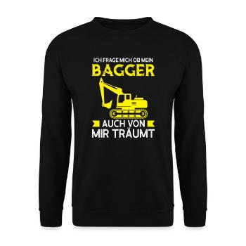 Baggerfahrer Bagger Bagger fahren Geschenk - Unisex Pullover - Schwarz - Vorne - Alina (178cm) & Michal (187cm)