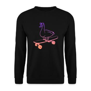 Skateboarding Ente auf Skateboard Tricks Skater - Unisex Pullover - Schwarz - Vorne - Alina (178cm) & Michal (187cm)