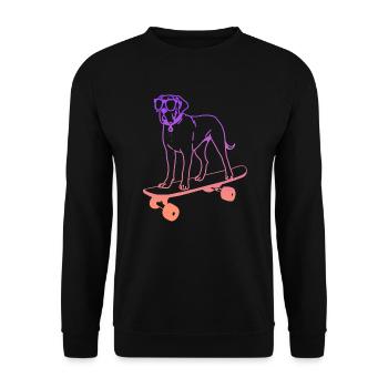 Skateboarding Hund auf Skateboard Tricks Skater - Unisex Pullover - Schwarz - Vorne - Alina (178cm) & Michal (187cm)
