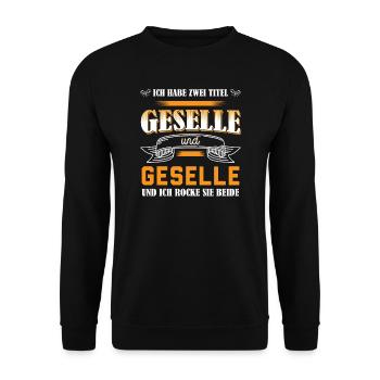 Geselle 2023 Geselle Geselle bestanden Geschenk - Unisex Pullover - Schwarz - Vorne - Alina (178cm) & Michal (187cm)
