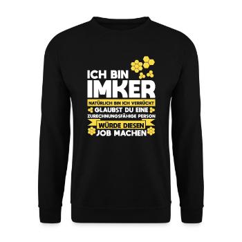 Imker Bienen Honig Geschenk - Unisex Pullover - Schwarz - Vorne - Alina (178cm) & Michal (187cm)