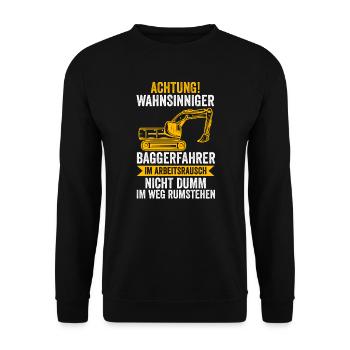 Baggerfahrer Job Bagger Geschenk - Unisex Pullover - Schwarz - Vorne - Alina (178cm) & Michal (187cm)