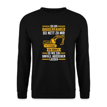 Baggerfahrer Job Baumaschine Geschenk - Unisex Pullover - Schwarz - Vorne - Alina (178cm) & Michal (187cm)