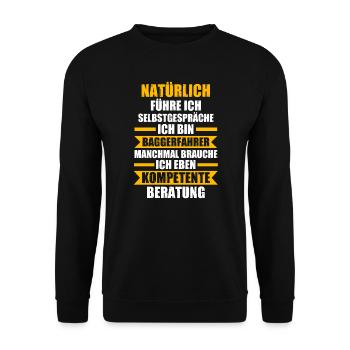Baggerfahrer Job Baumaschine Geschenk - Unisex Pullover - Schwarz - Vorne - Alina (178cm) & Michal (187cm)