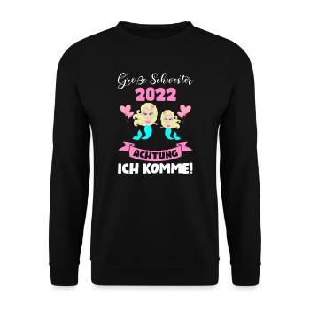 Große Schwester 2022 Meerjungfrau Geschwister Gesc - Unisex Pullover - Schwarz - Vorne - Alina (178cm) & Michal (187cm)