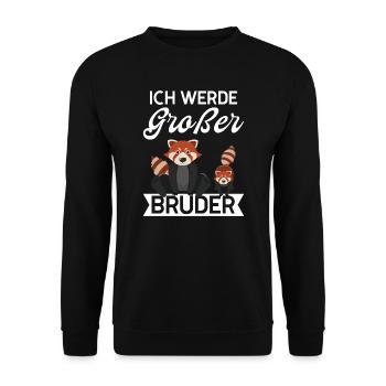 Großer Bruder Waschbär Grosser Bruder Geschenk - Unisex Pullover - Schwarz - Vorne - Alina (178cm) & Michal (187cm)