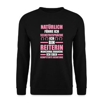 Reiterin Pferd Pferde Geschenk - Unisex Pullover - Schwarz - Vorne - Alina (178cm) & Michal (187cm)