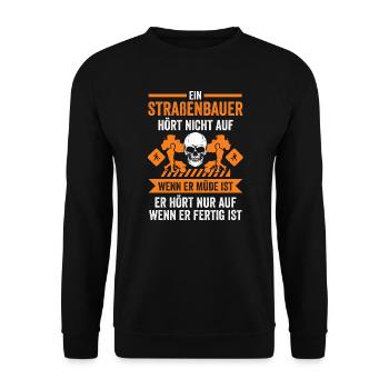 Straßenbauer Job Bauarbeiter Geschenk - Unisex Pullover - Schwarz - Vorne - Alina (178cm) & Michal (187cm)