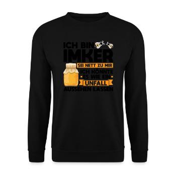 Imker Bienen Bienenzüchter Geschenk - Unisex Pullover - Schwarz - Vorne - Alina (178cm) & Michal (187cm)