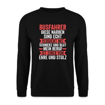 Busfahrer Job Reisebus Geschenk - Unisex Pullover - Schwarz - Vorne - Alina (178cm) & Michal (187cm)