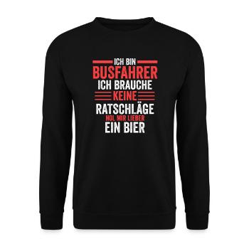 Busfahrer Bier Schulbus Geschenk - Unisex Pullover - Schwarz - Vorne - Alina (178cm) & Michal (187cm)