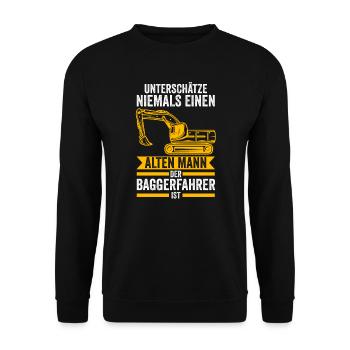 Baggerfahrer Job Baggerführer Geschenk - Unisex Pullover - Schwarz - Vorne - Alina (178cm) & Michal (187cm)