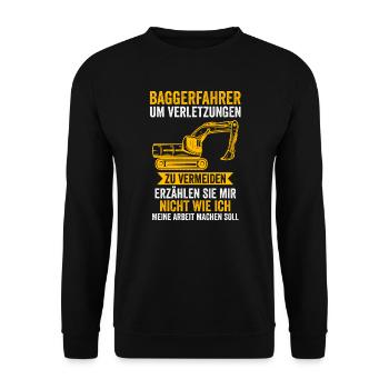 Baggerfahrer Job Baumaschine Geschenk - Unisex Pullover - Schwarz - Vorne - Alina (178cm) & Michal (187cm)