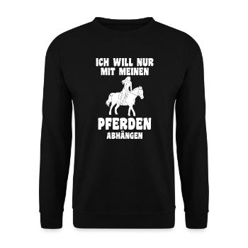 Reiterin Pferd Pferdeliebhaberin Geschenk - Unisex Pullover - Schwarz - Vorne - Alina (178cm) & Michal (187cm)