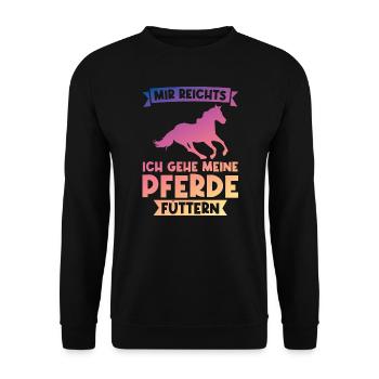 Reiten Pferd Pferde Geschenk - Unisex Pullover - Schwarz - Vorne - Alina (178cm) & Michal (187cm)