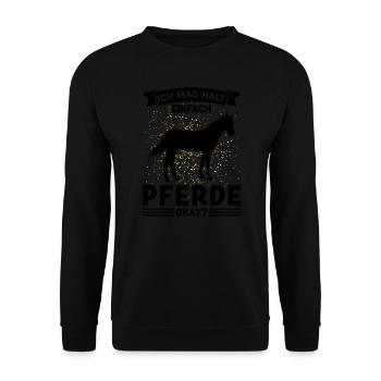 Reiten Pferd Reiter Geschenk - Unisex Pullover - Schwarz - Vorne - Alina (178cm) & Michal (187cm)