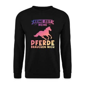 Reiten Pferd Reiter Geschenk - Unisex Pullover - Schwarz - Vorne - Alina (178cm) & Michal (187cm)