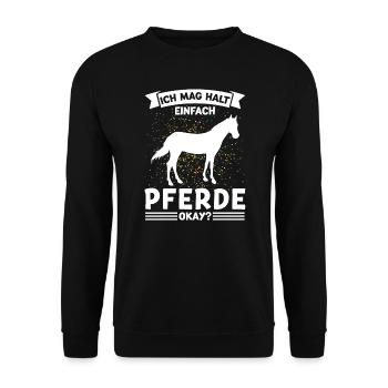 Reiten Pferd Pferde Geschenk - Unisex Pullover - Schwarz - Vorne - Alina (178cm) & Michal (187cm)