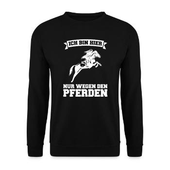 Reiten Pferd Pferde Geschenk - Unisex Pullover - Schwarz - Vorne - Alina (178cm) & Michal (187cm)