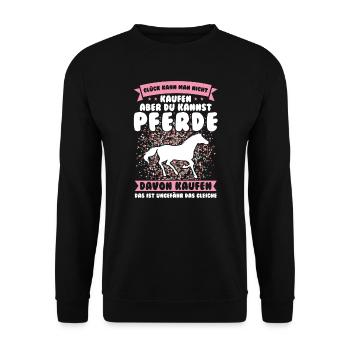 Reiten Pferd Pferde Geschenk - Unisex Pullover - Schwarz - Vorne - Alina (178cm) & Michal (187cm)