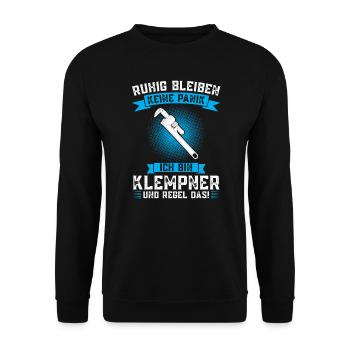 Klempner Beruf Installateur Geschenk - Unisex Pullover - Schwarz - Vorne - Alina (178cm) & Michal (187cm)