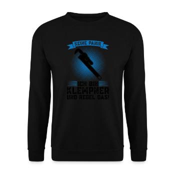 Klempner Beruf Installateur Geschenk - Unisex Pullover - Schwarz - Vorne - Alina (178cm) & Michal (187cm)