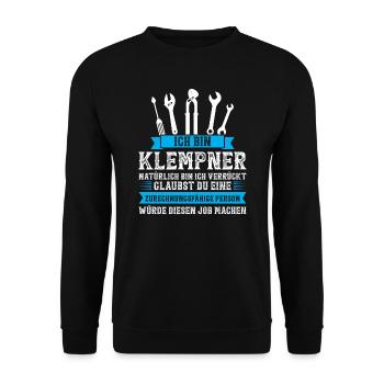 Klempner Beruf Installateur GeschenkKlempner Beruf - Unisex Pullover - Schwarz - Vorne - Alina (178cm) & Michal (187cm)