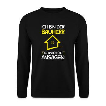 Bauherr Bauherrin Häuslebauer Geschenk - Unisex Pullover - Schwarz - Vorne - Alina (178cm) & Michal (187cm)