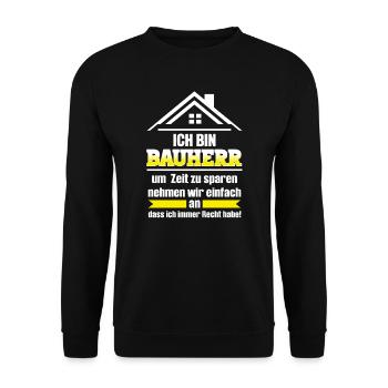 Bauherr Bauherrin Häuslebauer Geschenk - Unisex Pullover - Schwarz - Vorne - Alina (178cm) & Michal (187cm)
